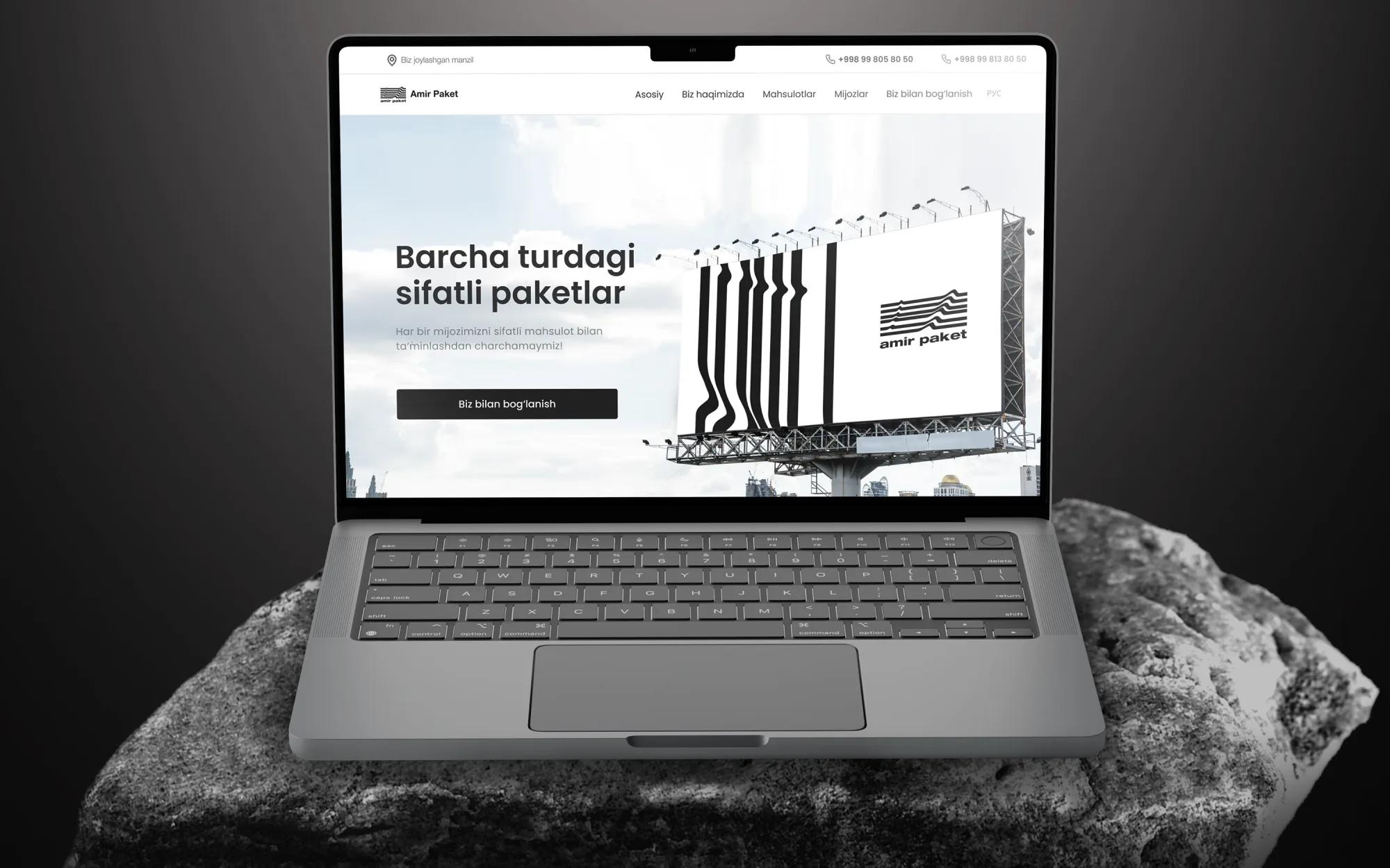 Amir Paket — paket ishlab chiqaruvchi korporativ sayti